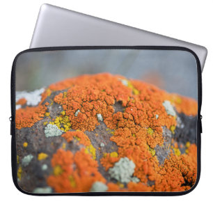 Lichen orange moss stone grey laptop sleeve