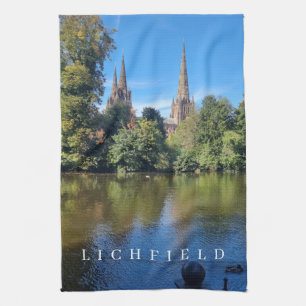 Lichfield Cathedral across the water tea towel