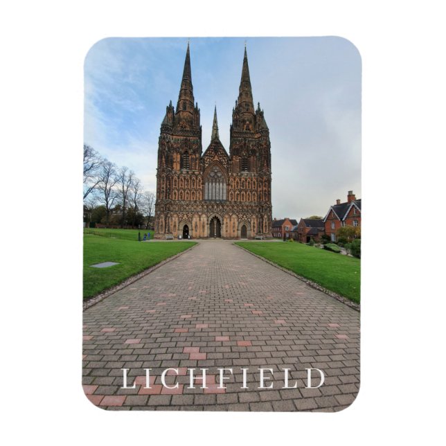 Lichfield Cathedral view fridge magnet (Vertical)