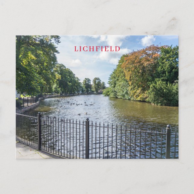 Lichfield Minster Pool view postcard (Front)