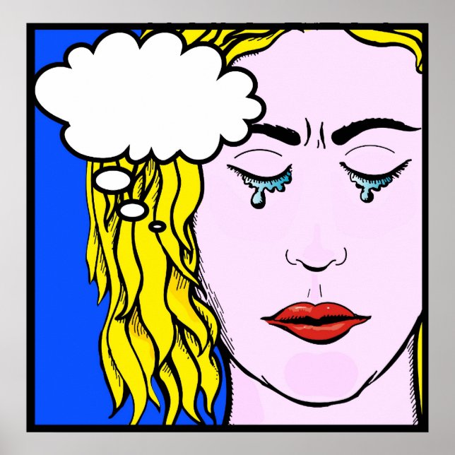 Lichtenstein Style comic lady crying Poster (Front)