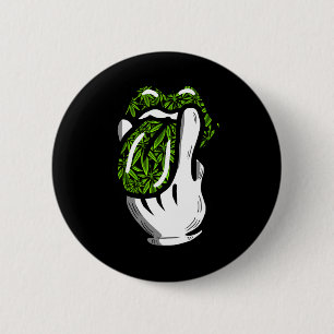Lick Smoke Weed Leaf Pattern Pot Gift 6 Cm Round Badge