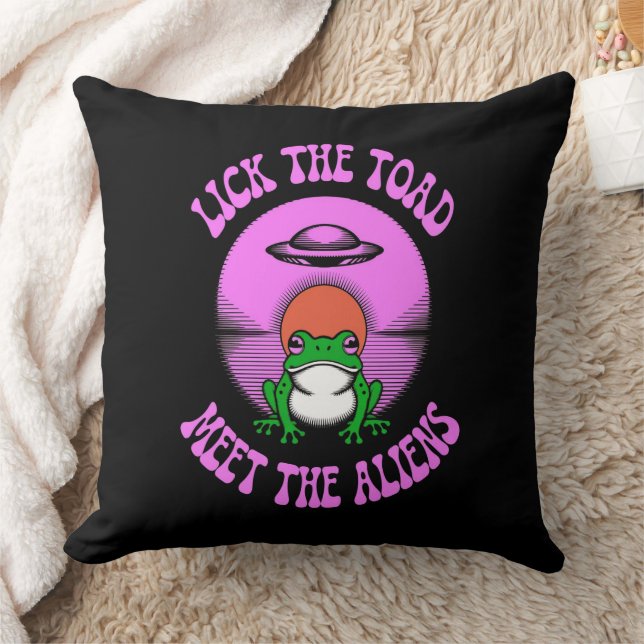 Lick the Toad Meet the Alien – Funny UFO Frog  Cushion (Blanket)