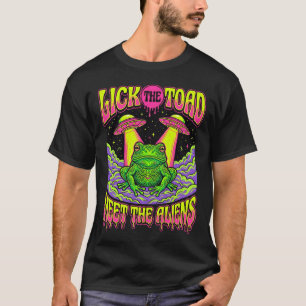 Lick The Toad Meet The Aliens Psychedelic UFO Grap T-Shirt