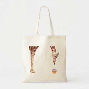 "Licker with Cupcake" Giraffe Watercolor Tote Bag