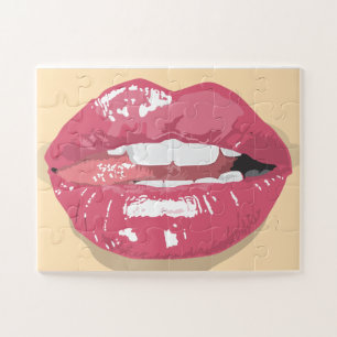 LICKING LIPS KISS JIGSAW PUZZLE