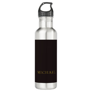 Licorice Black Gold Minimalist Plain Modern Name 710 Ml Water Bottle