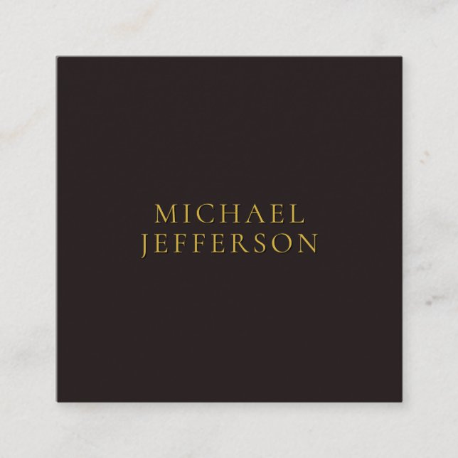 Licorice Black Gold Minimalist Plain Modern Name Enclosure Card (Front)