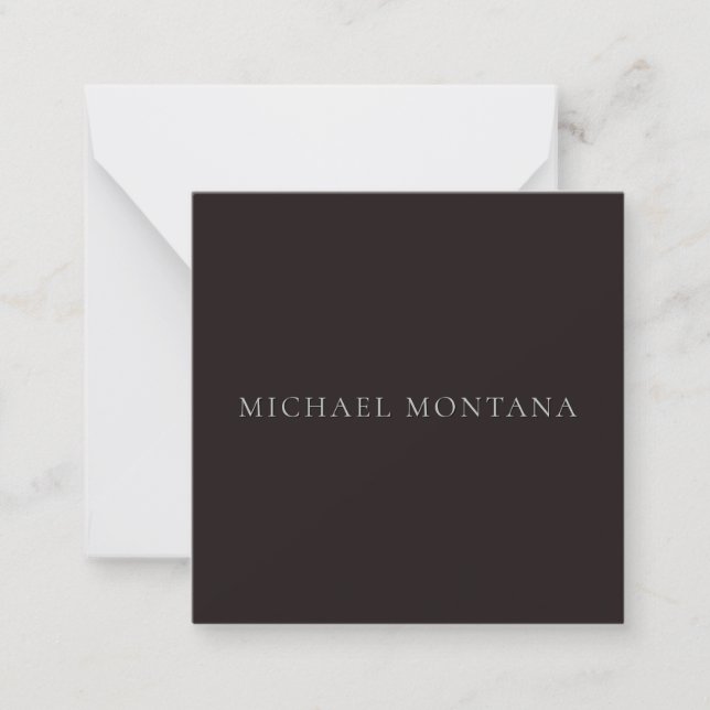 Licorice Black Minimalist Plain Modern Own Name Card (Front)