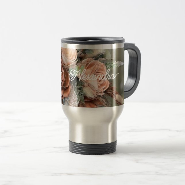  Lid, and Straw, Stainless Steel Engraved Tumbler Travel Mug (Front Right)