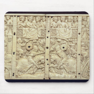 Lid of a casket depicting a tournament mouse mat