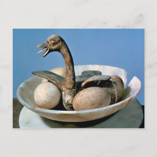 Lid of an alabaster jar decorated with a bird postcard