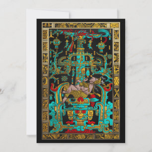 Lid of Great Tomb of Pakal - Palenque Astronaut Invitation