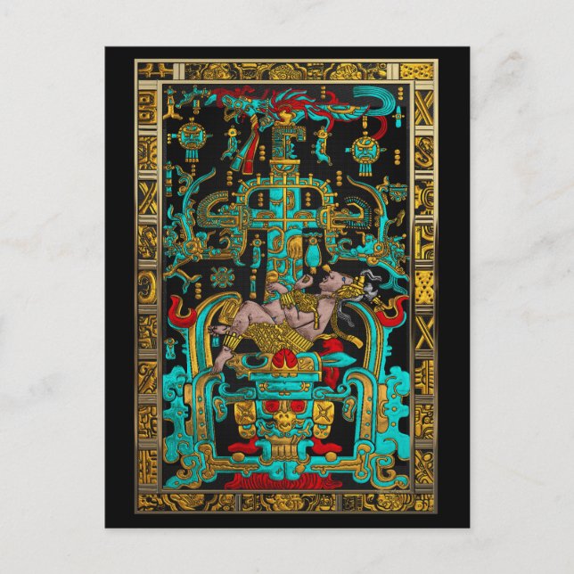 Lid of Great Tomb of Pakal - Palenque Astronaut Postcard (Front)