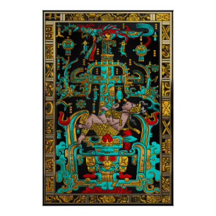 Lid of Great Tomb of Pakal - Palenque Astronaut Poster