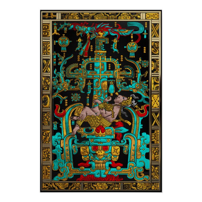 Lid of Great Tomb of Pakal - Palenque Astronaut Poster (Front)