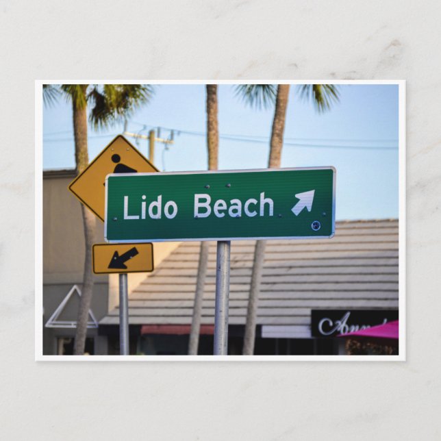 Lido Beach, Sarasota, Florida sign photo Postcard (Front)