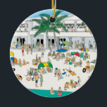 Lido Beach Sarasota Ornament<br><div class="desc">The old Lido Beach Casino in Sarasota Florida. This colourful scene makes a great "beachy" Christmas / Holiday ornament for the tree.
Check out both sides of the ornament!</div>