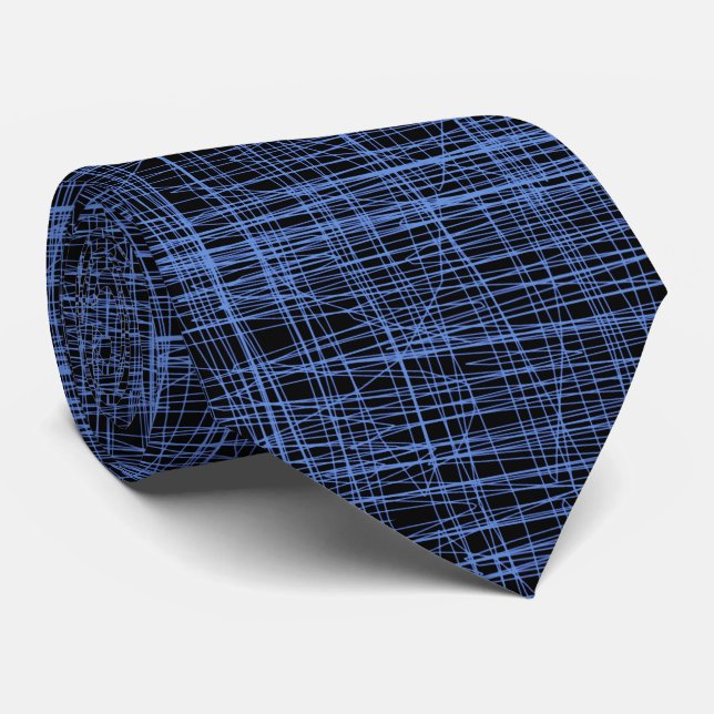 Lie Detector Abstract Digital Stripe Navy Two-side Tie (Rolled)