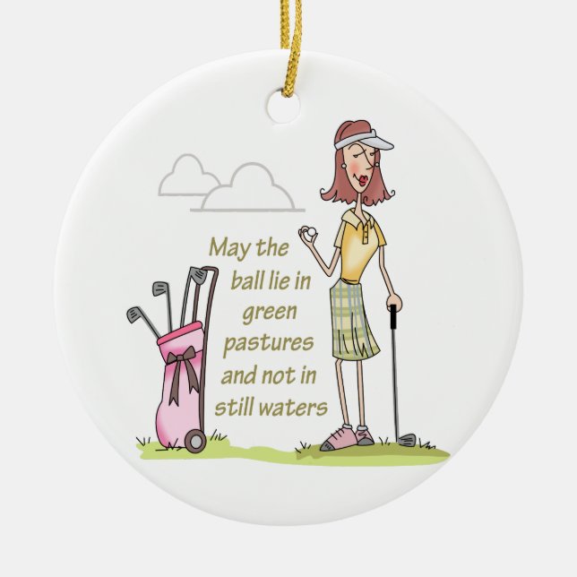 Lie in Green Pastures Ceramic Tree Decoration (Front)