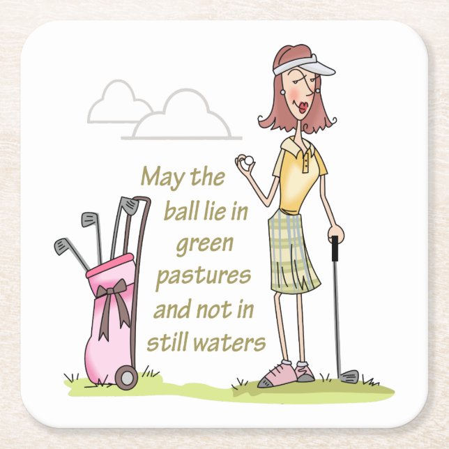 Lie in Green Pastures Square Paper Coaster (Front)