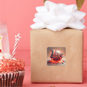 Liebe Aufkleber - Romantisches Lava Design Square Sticker