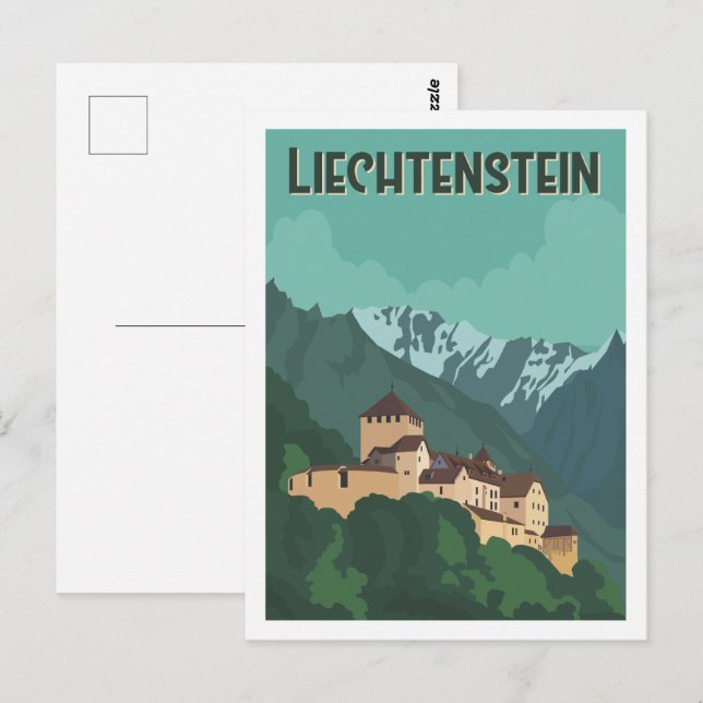 Liechtenstein Famous Travel Place Illustration Postcard (Front/Back)