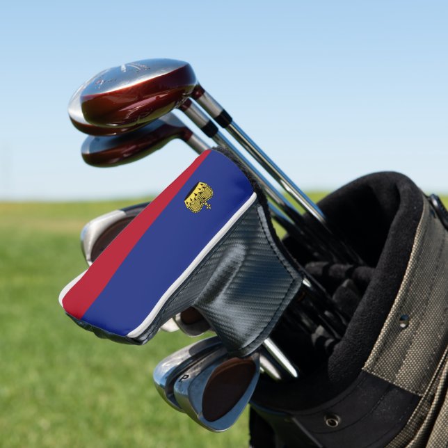 Liechtenstein flag golf head cover (In Situ)