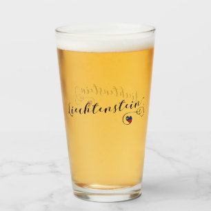 Liechtenstein Flag Heart Glass