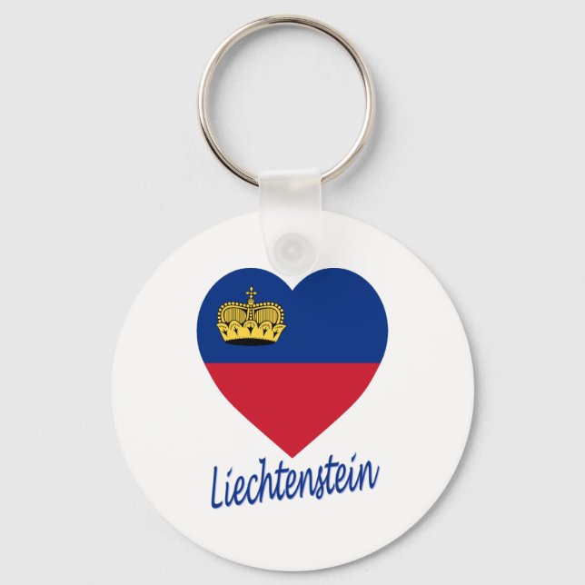 Liechtenstein Flag Heart Key Ring (Front)