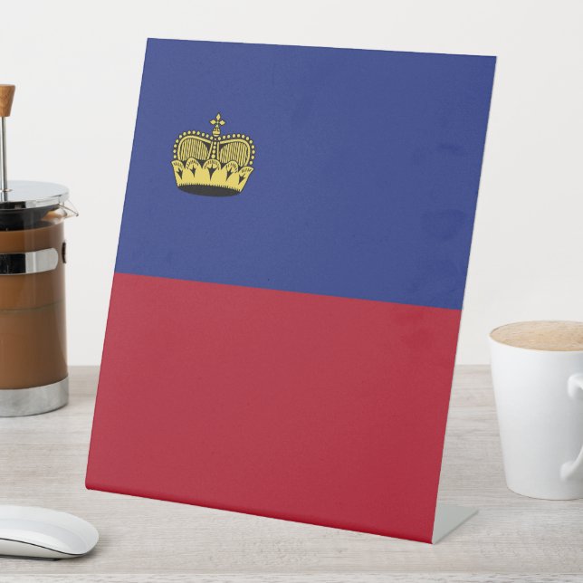 Liechtenstein flag pedestal sign (In SItu)