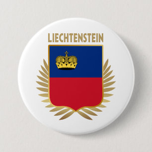 Liechtenstein Flag Shield 7.5 Cm Round Badge