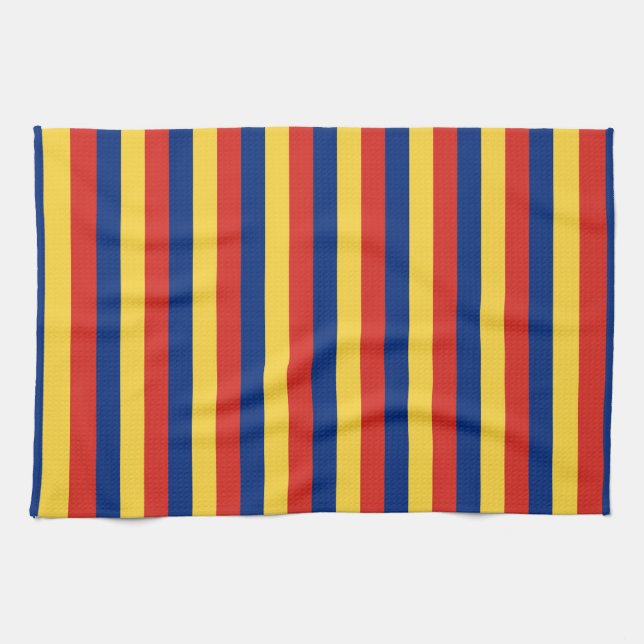 Liechtenstein flag stripes country symbol pattern  tea towel (Horizontal)