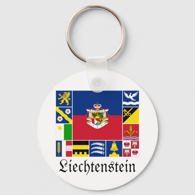 Liechtenstein & its Gemeinde Flags Key Ring (Front)