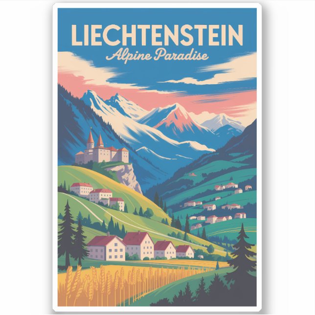 Liechtenstein Landscape Illustration Travel Art (Front)