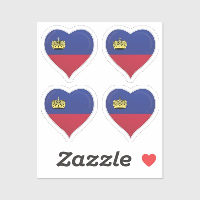 Liechtenstein love flag pride heart sticker (Sheet)