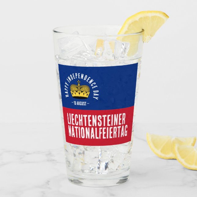 Liechtenstein National Day Flag Glass (Back Ice)
