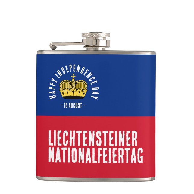 Liechtenstein National Day Flag Hip Flask (Front)