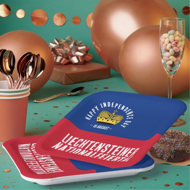 Liechtenstein National Day Flag Paper Plate (Multi)