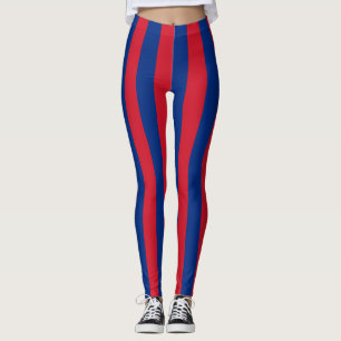 Liechtenstein National Flag Colours Striped Leggings