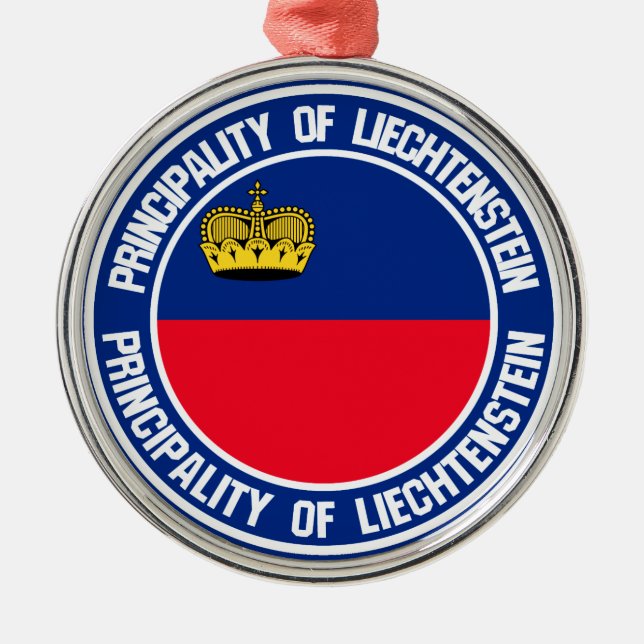 Liechtenstein Round Emblem Metal Tree Decoration (Front)