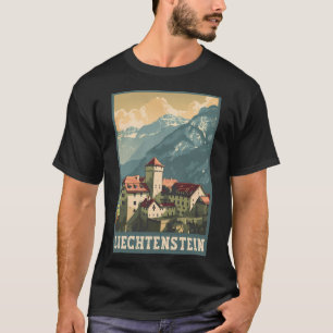 Liechtenstein Vaduz Castle Travel Art T-Shirt