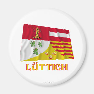 Liège Waving Flag with Name (German) Magnet