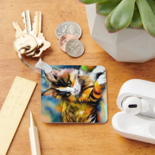 Liegende Katze, Aquarell - Key Ring