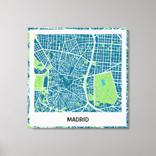 Lienzo map minimalist Madrid - Azul-Verde Canvas Print