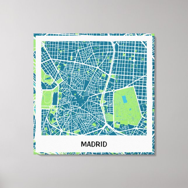 Lienzo map minimalist Madrid - Azul-Verde Canvas Print (Front)