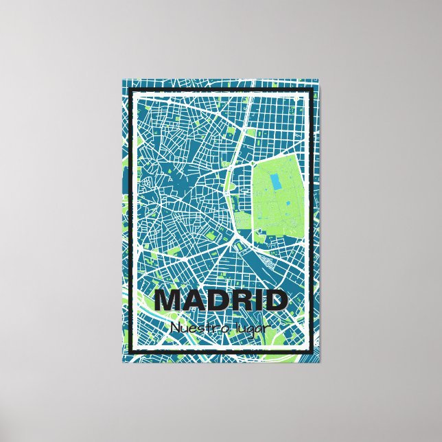 Lienzo map minimalist Madrid - Azul-verde Canvas Print (Front)