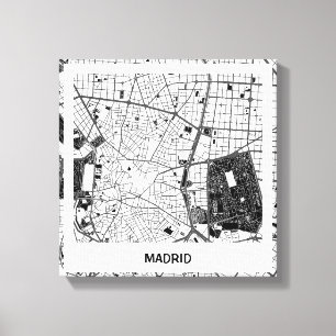 Lienzo map minimalist Madrid - Blanco-Negro Canvas Print