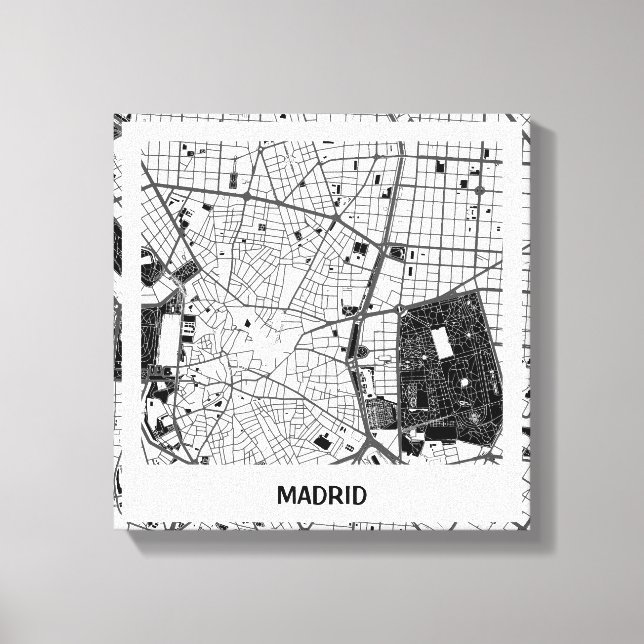 Lienzo map minimalist Madrid - Blanco-Negro Canvas Print (Front)