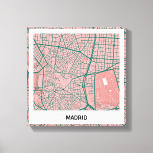 Lienzo map minimalist Madrid - Rosa-verde Canvas Print